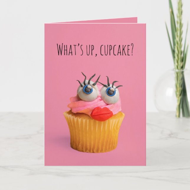 Happy Valentine's Day Funny Cupcake Humour Holiday Card (Front)