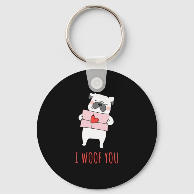 Happy Valentine's Day -Funny Dog Valentine Quotes  Key Ring (Front)