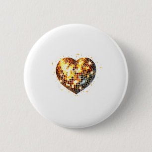 Happy Valentine's Day Funny Gold Coquette Disco Ba 6 Cm Round Badge