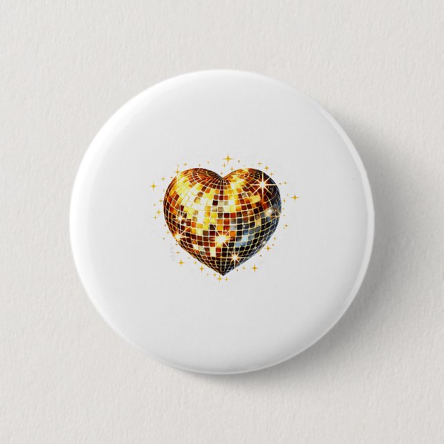Happy Valentine's Day Funny Gold Coquette Disco Ba 6 Cm Round Badge (Front)