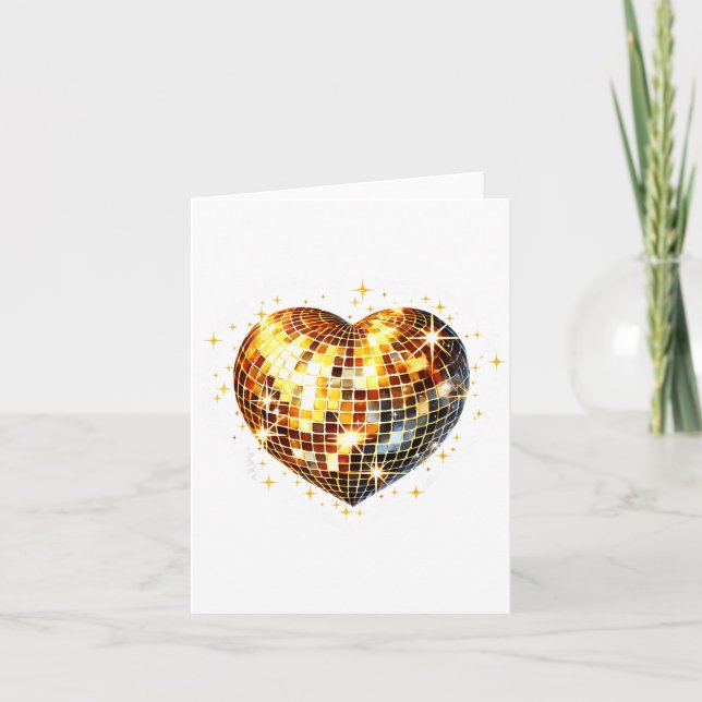 Happy Valentine's Day Funny Gold Coquette Disco Ba Card (Front)