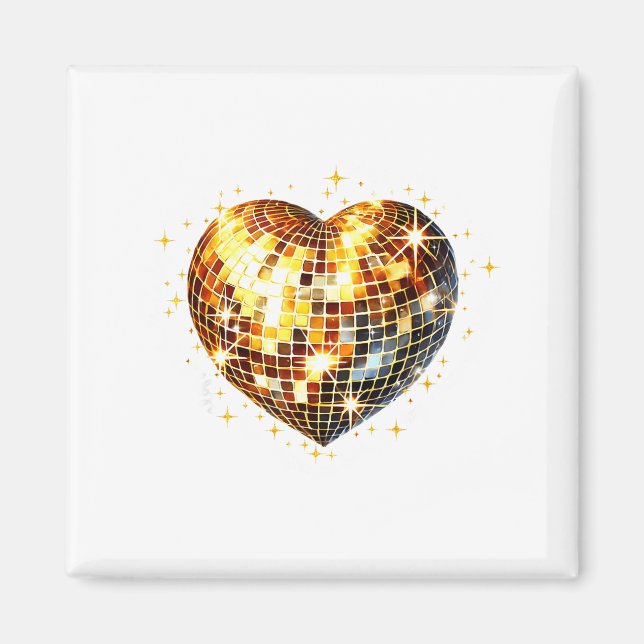 Happy Valentine's Day Funny Gold Coquette Disco Ba Magnet (Front)