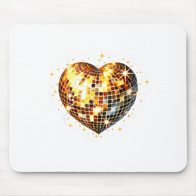 Happy Valentine's Day Funny Gold Coquette Disco Ba Mouse Mat (Front)