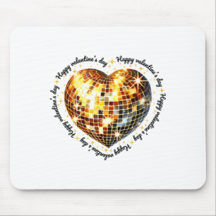 Happy Valentine's Day Funny Gold Coquette Disco Ba Mouse Mat
