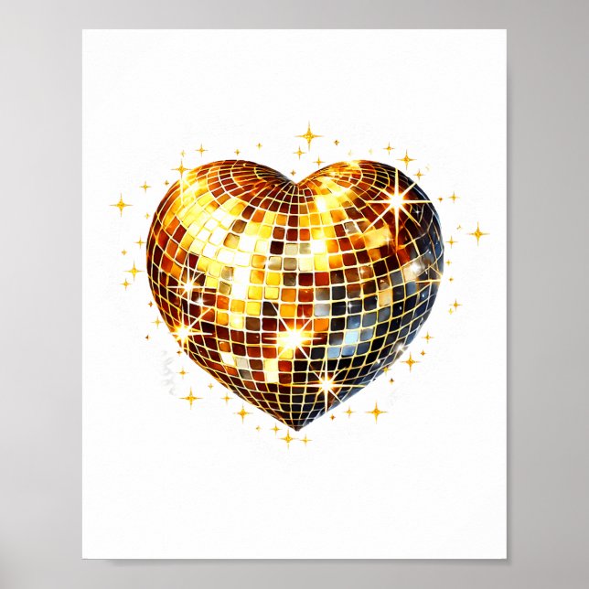 Happy Valentine's Day Funny Gold Coquette Disco Ba Poster (Front)