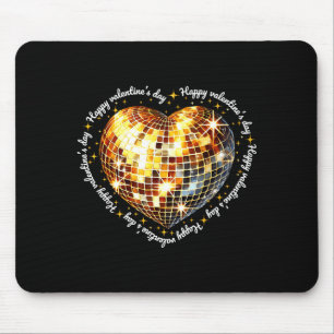 Happy Valentines Day Funny Gold Coquette Disco Bal Mouse Mat