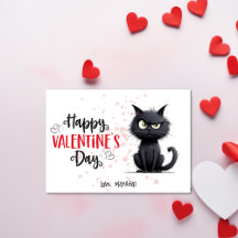 Happy Valentines Day Funny Pun Black Cat 
