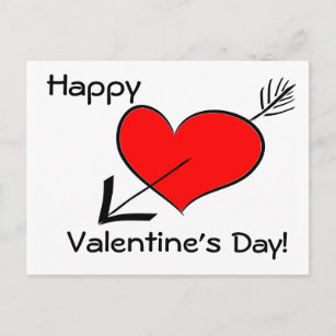 Happy Valentine's Day Funny Red Heart Arrow Postca Holiday Postcard