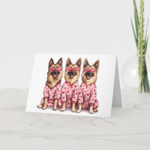 Happy Valentines Day German Shepherd Dogs Card