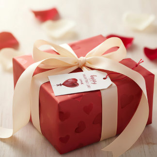 Happy Valentine's Day Gift Tag with Heart Balloon 