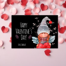 Happy Valentines Day Girly Gnome With Heart Pun