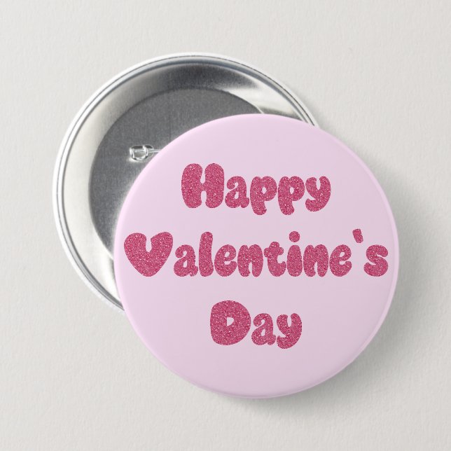 Happy Valentine's Day Glitter Button (Front & Back)
