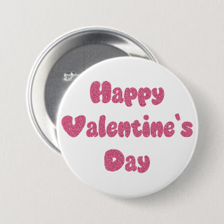 Happy Valentine's Day Glitter Button