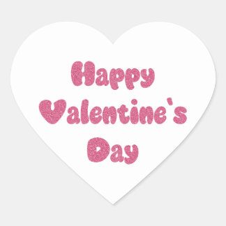 Happy Valentine's Day Glitter Heart Sticker