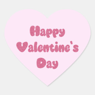 Happy Valentine's Day Glitter Heart Sticker