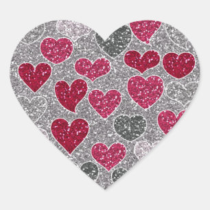 Happy Valentine's Day Glitter Love Bling Hearts Heart Sticker