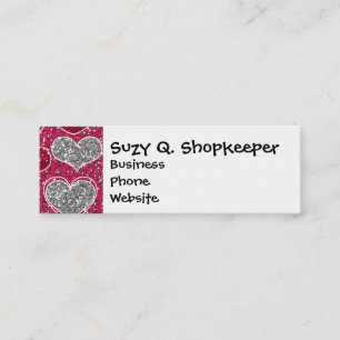 Happy Valentine's Day Glitter Love Bling Hearts Mini Business Card