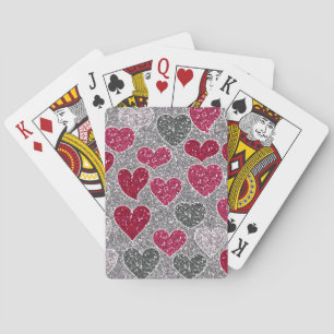 Happy Valentines Day Glitter Love Bling Hearts Playing Cards