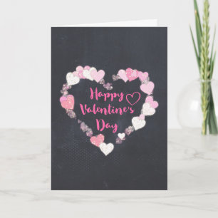 Happy Valentine's Day Glittery Hearts in Pink Holiday Card