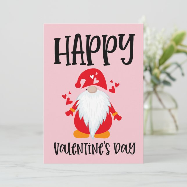 Happy Valentine's Day Gnome Holiday Card (Standing Front)