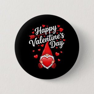 Happy Valentines Day Gnome Red Hearts Love Women 6 Cm Round Badge