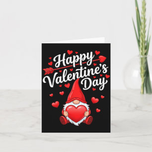Happy Valentines Day Gnome Red Hearts Love Women Card