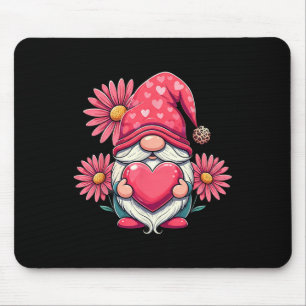 Happy Valentine's Day Gnome With Leopard Sunflower Mouse Mat