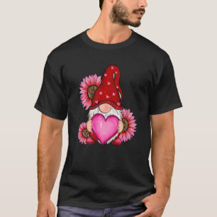Happy Valentine's Day Gnome with Sunflower Men Wom T-Shirt