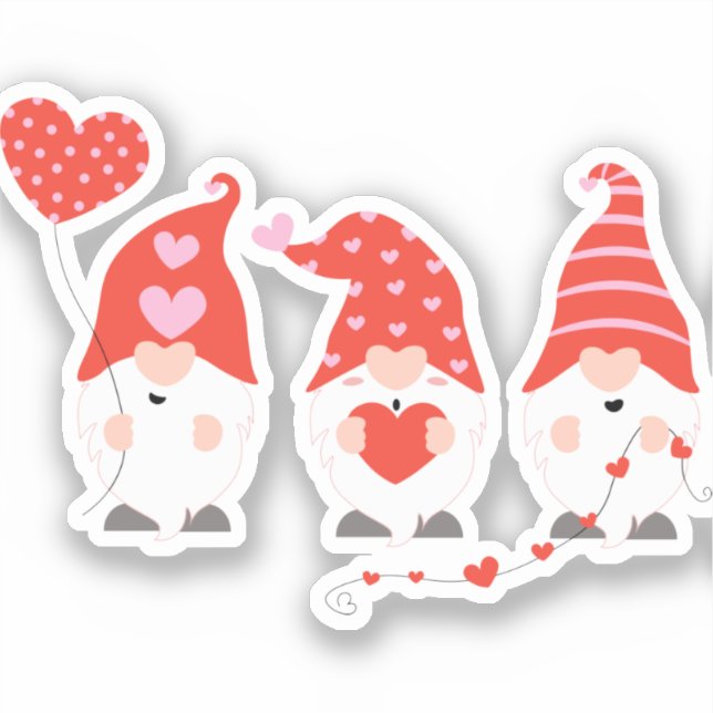 Happy Valentines Day Gnomes Red Pink  (Front)