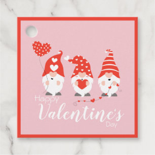 Happy Valentines Day Gnomes Red Pink Favour Tags