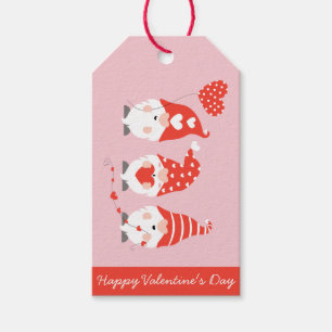 Happy Valentines Day Gnomes Red Pink Gift Tags
