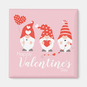 Happy Valentines Day Gnomes Red Pink Magnet