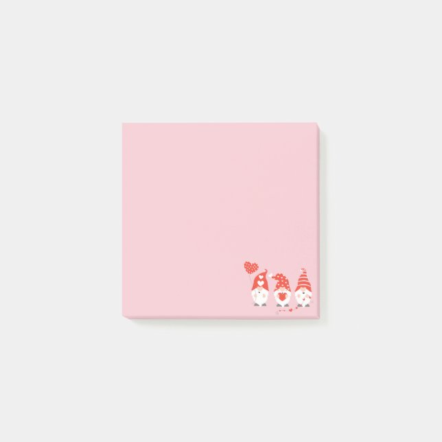 Happy Valentines Day Gnomes Red Pink Post-it Notes (Front)