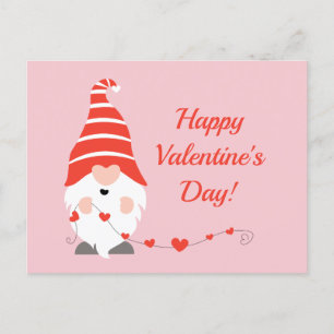 Happy Valentines Day Gnomes Red Pink Postcard