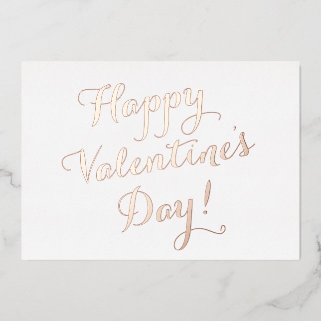 Happy Valentine's Day gold script calligraphy Foil Holiday Card (Front)