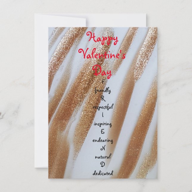 Happy Valentine's Day Gold Stripe Flat Card (Front)