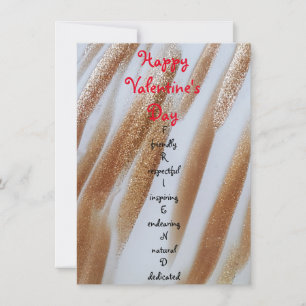 Happy Valentine's Day Gold Stripe Flat Card