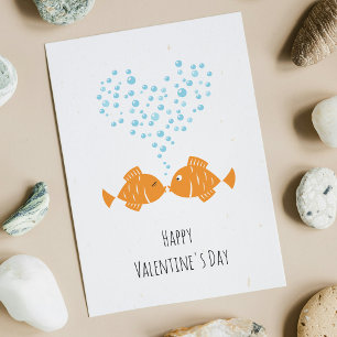 Happy Valentine's Day Golden Fishes Love Heart Holiday Card