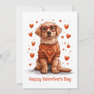 Happy Valentines Day Golden Retriever Dog Card