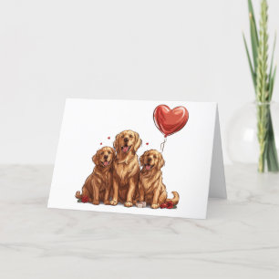 Happy Valentines Day Golden Retriever Dog Holiday Card