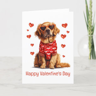 Happy Valentines Day Golden Retriever Dog Holiday Card