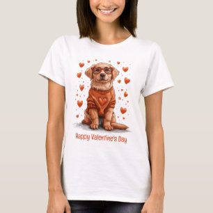 Happy Valentines Day Golden Retriever Dog T-Shirt