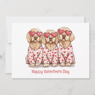 Happy Valentines Day Golden Retriever Dogs Holiday Card