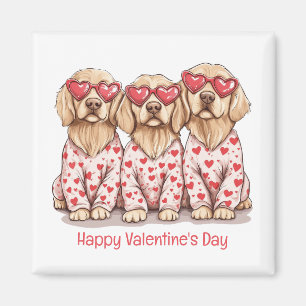 Happy Valentines Day Golden Retriever Dogs Magnet