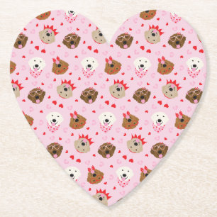 Happy Valentines Day Golden Retriever Dogs Paper Coaster