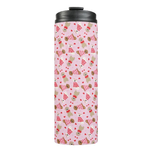 Happy Valentines Day Golden Retriever Dogs Thermal Tumbler (Front)
