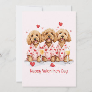 Happy Valentines Day Goldendoodle Dogs Holiday Card