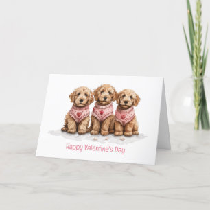 Happy Valentines Day Goldendoodle Dogs Holiday Card