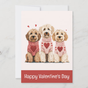 Happy Valentines Day Goldendoodle Dogs Holiday Card
