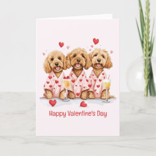 Happy Valentines Day Goldendoodle Dogs Holiday Card